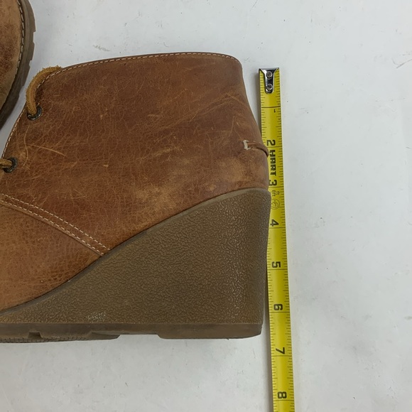 Sperry Wedge Heel leather Booties Boots Size 8.5 Light Brown Leather laces - Picture 8 of 14